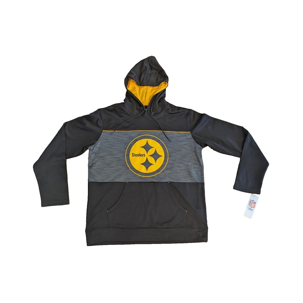 Pittsburgh Steelers Hoodie Pullover Sweatshirt Black Gray Men's L NFL Team NWT